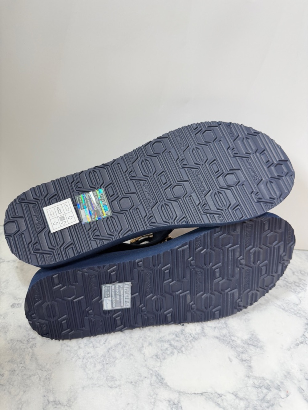 New Skechers Cali Meditation Happy Daisies flower thong sandals navy size 10 - Picture 6 of 7